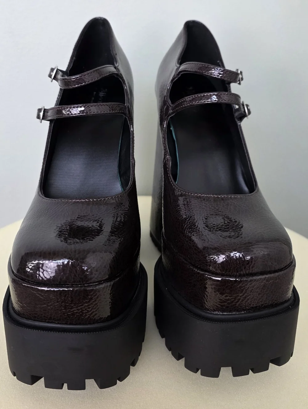 Affection Los Angeles Patent Lug Sole Platform Mary Janes - Dark Brown - 7.5 NEW